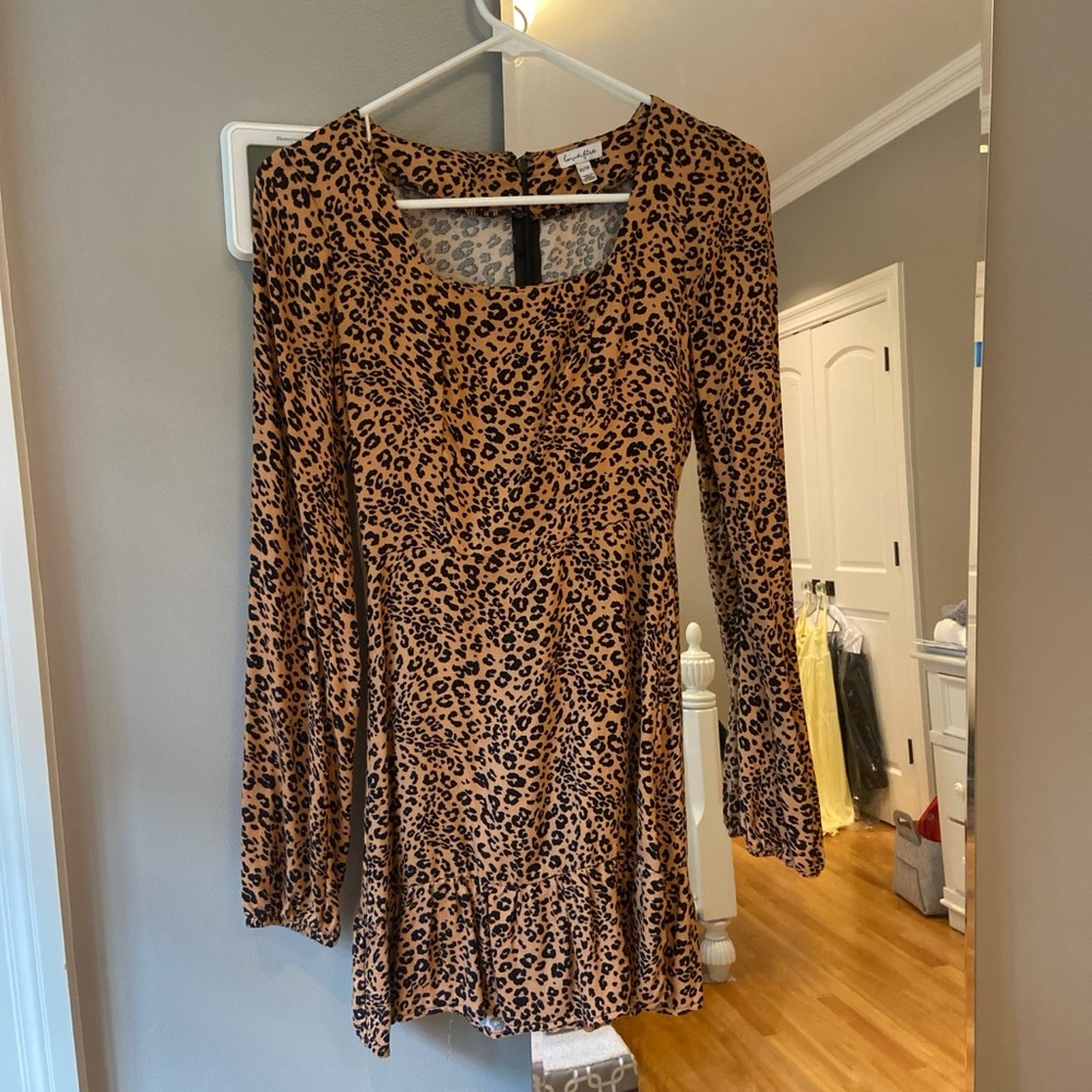 love, Fire Animal Print Long Sleeve Dress
